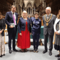 Jill Bellamy, John Glen MP, Chair of trustees Liz Ogilvie, Sophie Unwin, Salisbury Mayor councillor John Wells, and headteacher Dr Amanda Smith Picture: SWGS