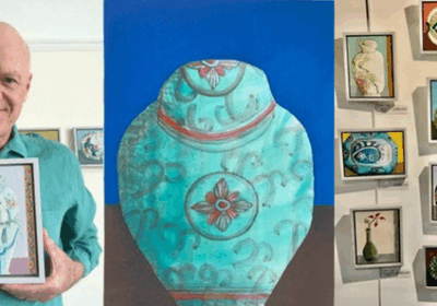 Ray Walker with some of his paintings Picture: Ray Walker
