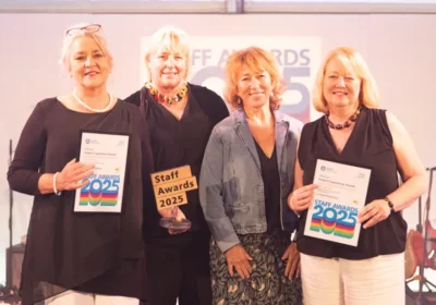 Sharon Osment and Gail Buchannan with award presenters Louise Hall and Bev Moulding, of the Stars Appeal Fundraising Committee Picture: Inez Szczepanska