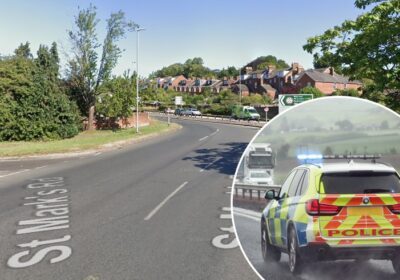 The biker was reportedly hit by a car off St Mark's Roundabout Picture: Google