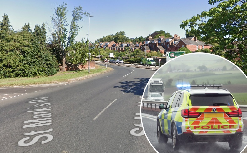 The biker was reportedly hit by a car off St Mark's Roundabout Picture: Google