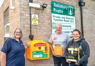 Carolyn Port of Winterbury Training, Neil Tonge and Alex Beck of Salisbury Rugby Club Picture: SRC/ Spencer Mulholland
