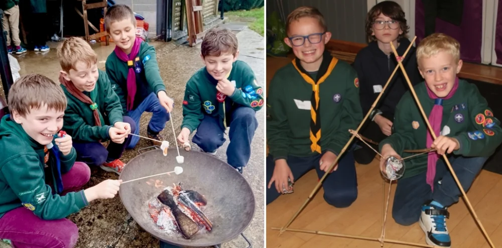 Cubs toasting marshmallows and testing their ballista's Picture: Mark Warner