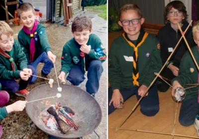 Cubs toasting marshmallows and testing their ballista's Picture: Mark Warner