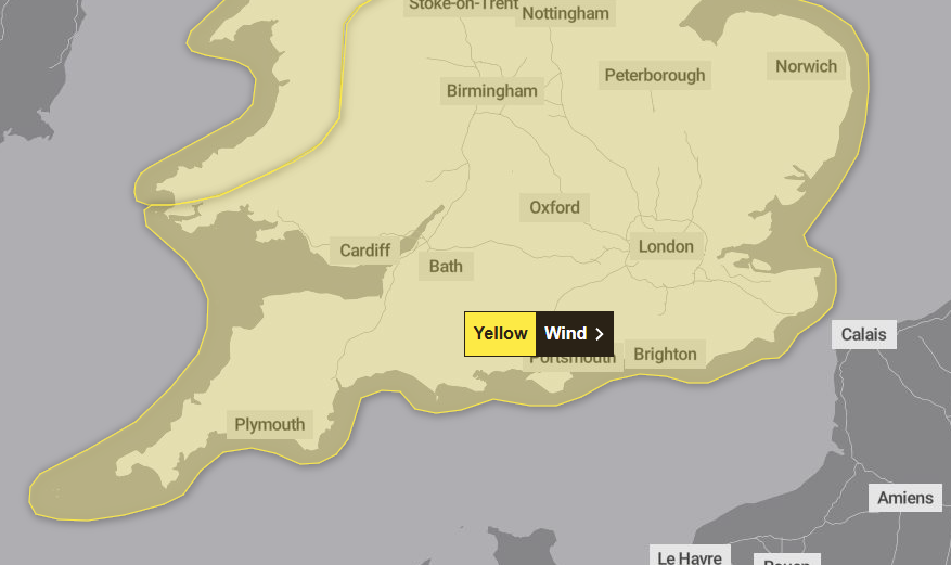 Winds could reach up to 55mph Picture: Met Office