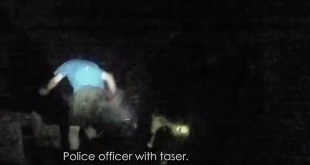 Jewell being hit by the taser Picture: Salisbury Police