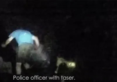Jewell being hit by the taser Picture: Salisbury Police
