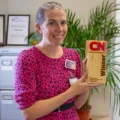 Becca Murphy posing with her trophy Picture: Salisbury NHS Foundation Trust