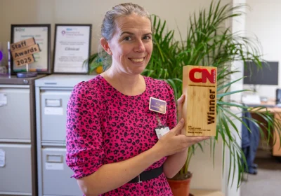Becca Murphy posing with her trophy Picture: Salisbury NHS Foundation Trust