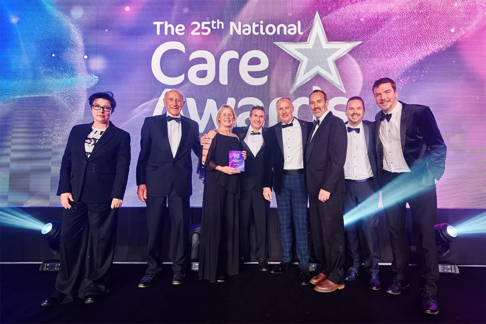 Care home bosses with Sue Perkins at the awards night Picture: Colten Care