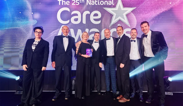 Care home bosses with Sue Perkins at the awards night Picture: Colten Care
