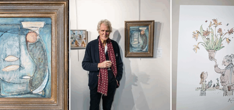 Fishing off the needles left, Dire Straits bassist John Illsley centre, and the Quentin Blake print Picture: Horatio’s Garden