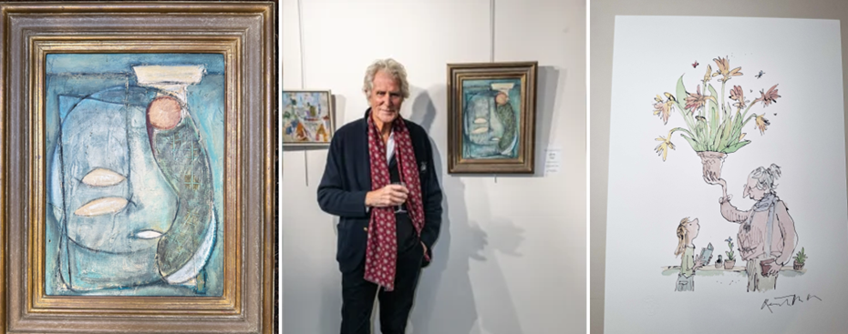 Fishing off the needles left, Dire Straits bassist John Illsley centre, and the Quentin Blake print Picture: Horatio’s Garden