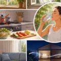 Drinking water regularly, creating a cool through draft at night, and not cooking hot meals are among the tips for staying cool