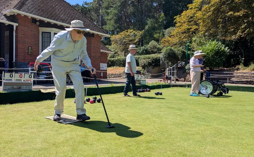 Ken back on the green, at Bournemouth Bowling Club