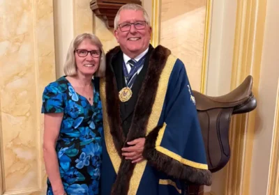 Mark Romain and wife Dawn at Saddler's Hall, London