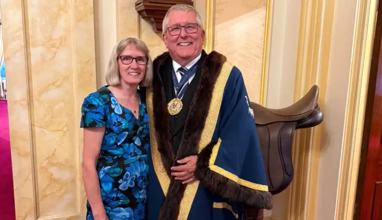 Mark Romain and wife Dawn at Saddler's Hall, London