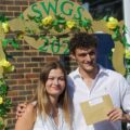South Wilts Grammar School's Libby Feest and Joel Finch collecting their A-Level results. Picture: SWGS