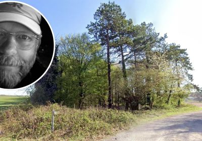 The body of Graham Pennycook, inset, was found in woods near the polo field at Perham Down. Pictures: Google/Wiltshire Police